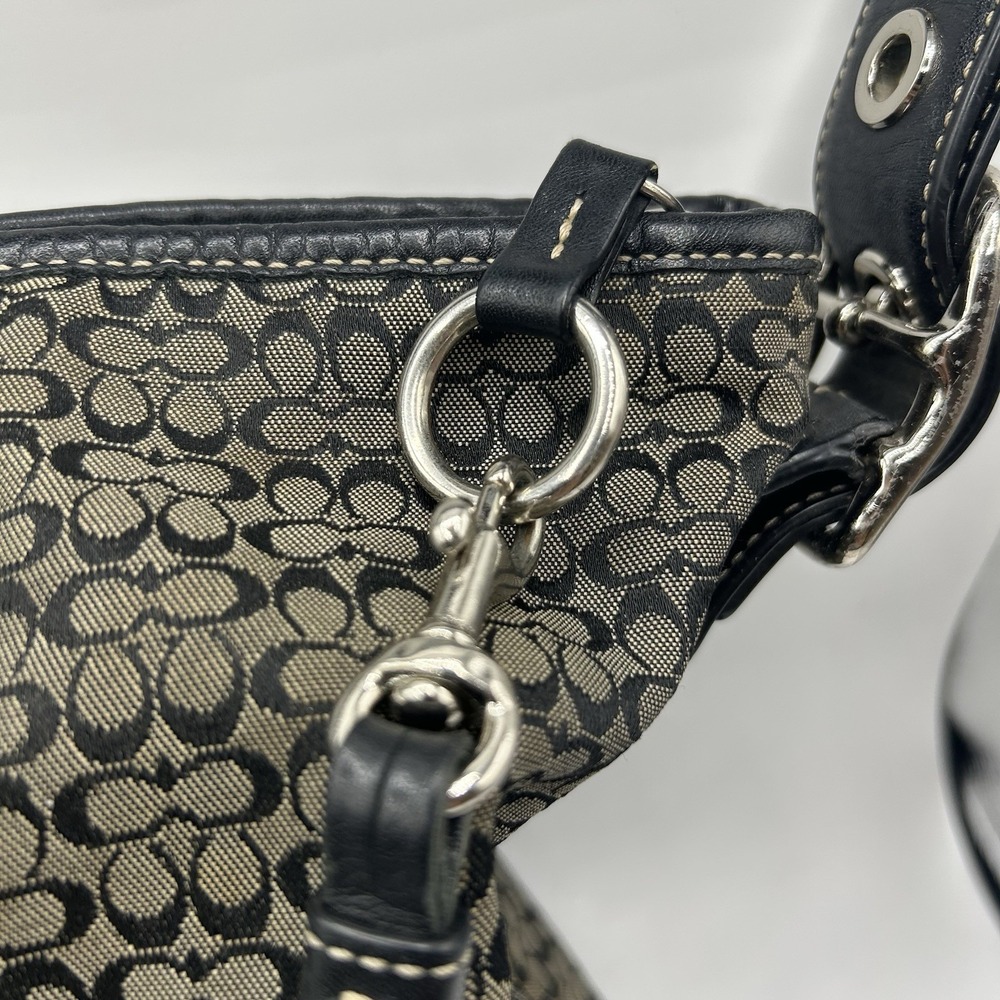 Vintage Y2K Coach F10416 Signature Convertible Duffle Crossbody Bag Gray Black - Picture 4 of 16